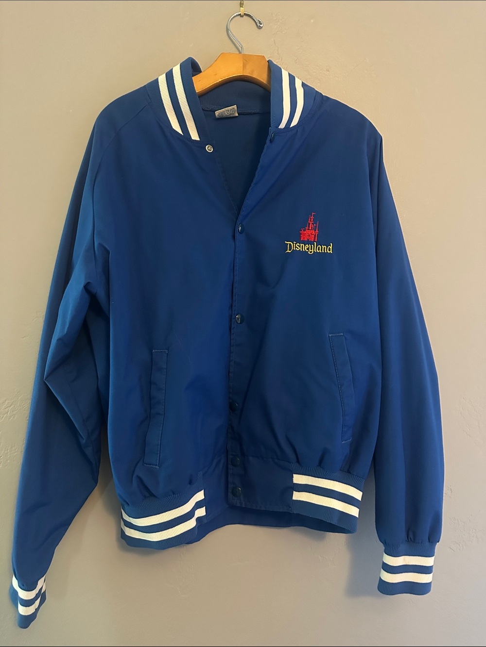 Vintage Disney Royal Blue Disneyland Embroidered Castle Jacket